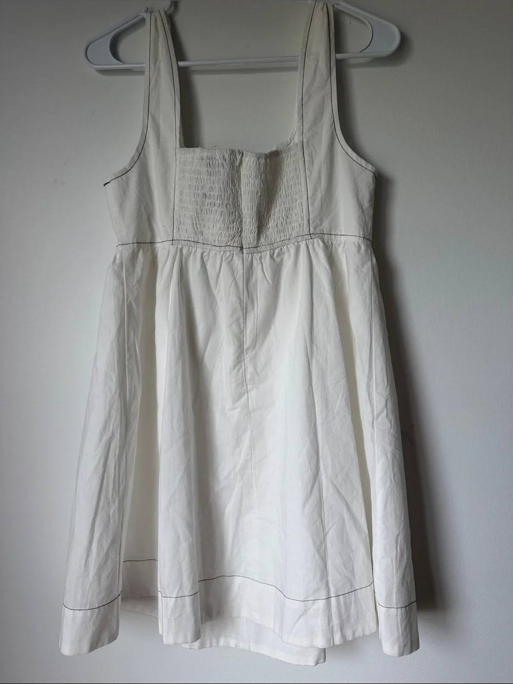 Papermoon White Dress with Contrast Topstitching 100% cotton